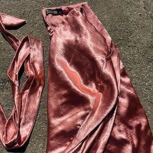 Elegant Pink Satin Skirt